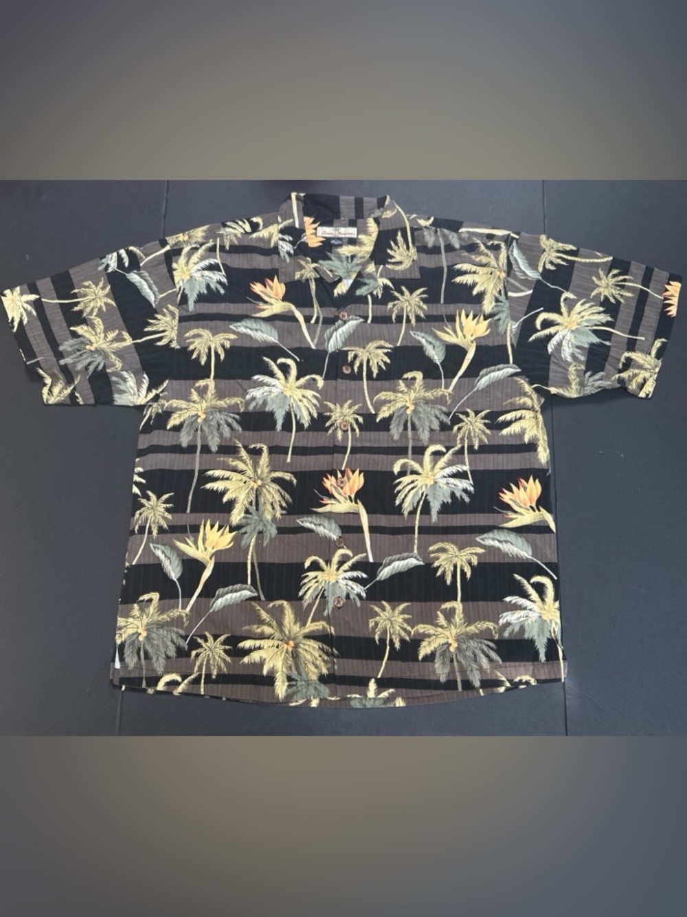 Tommy Bahama Men’s Palm Trees Loop Collared Tropical Aloha Silk Shirt Size Large